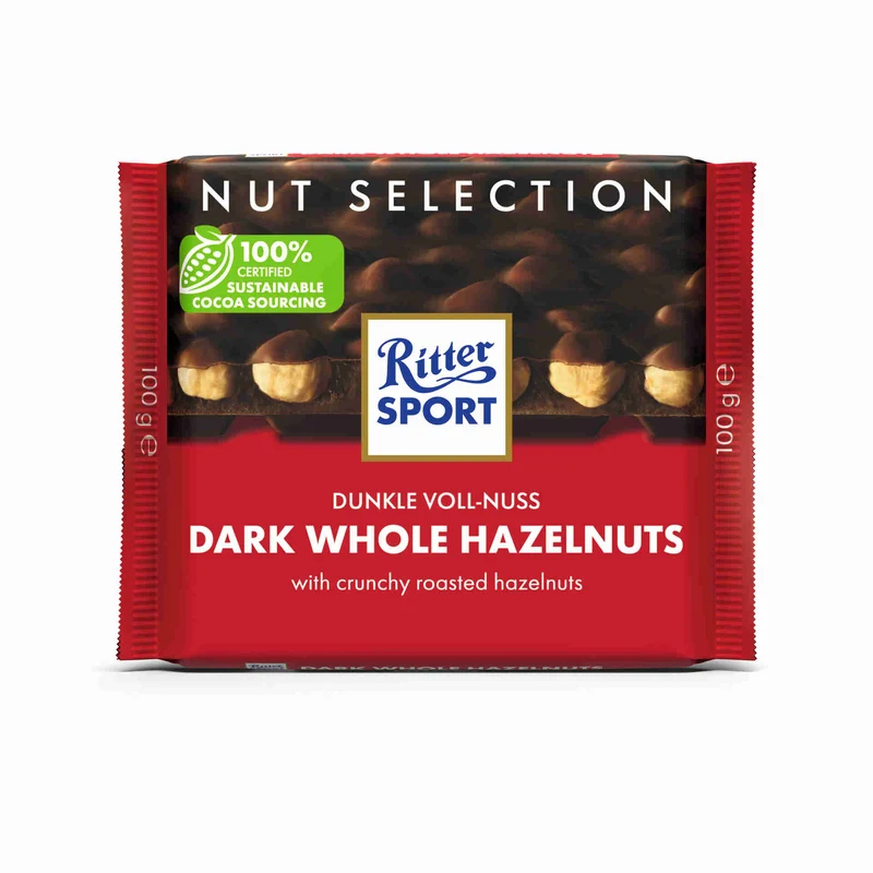 Ritter Sport Dark Chocolate with Whole Hazelnuts 100g