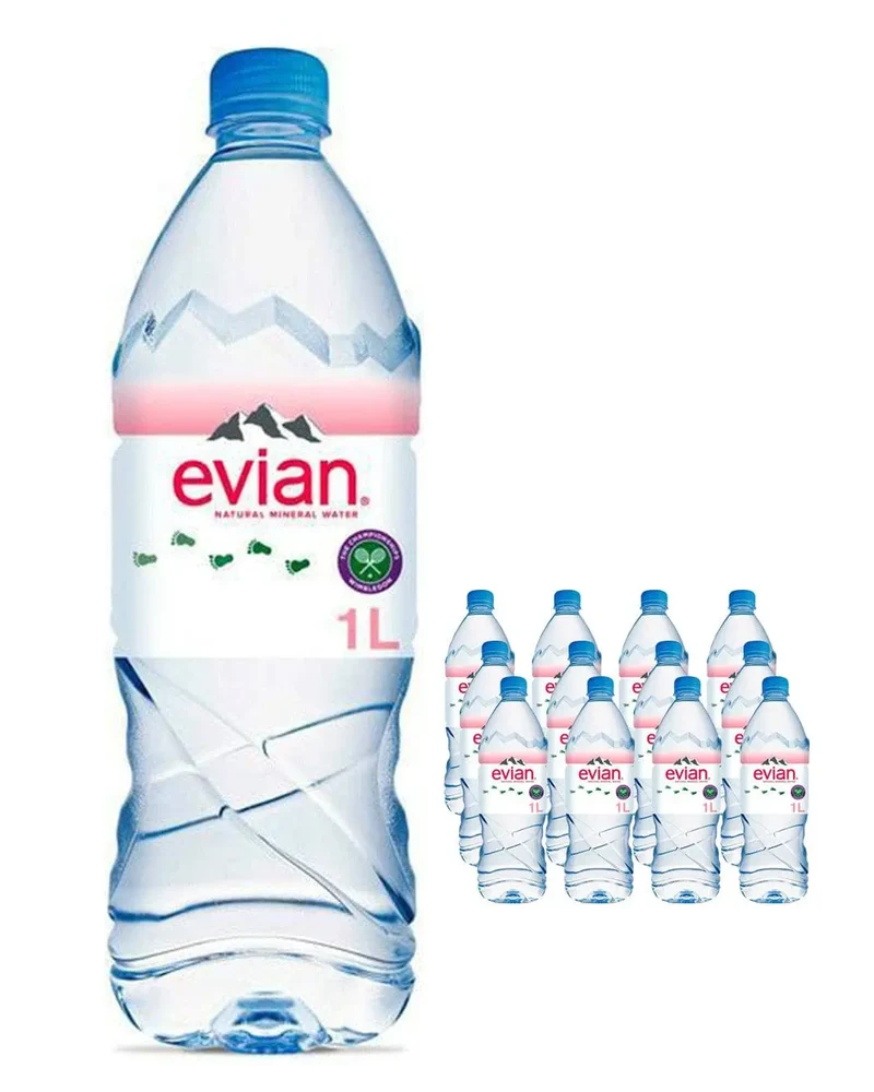 Evian Natural Spring Water Plastic Bottle Multipack, 12 x 1 L