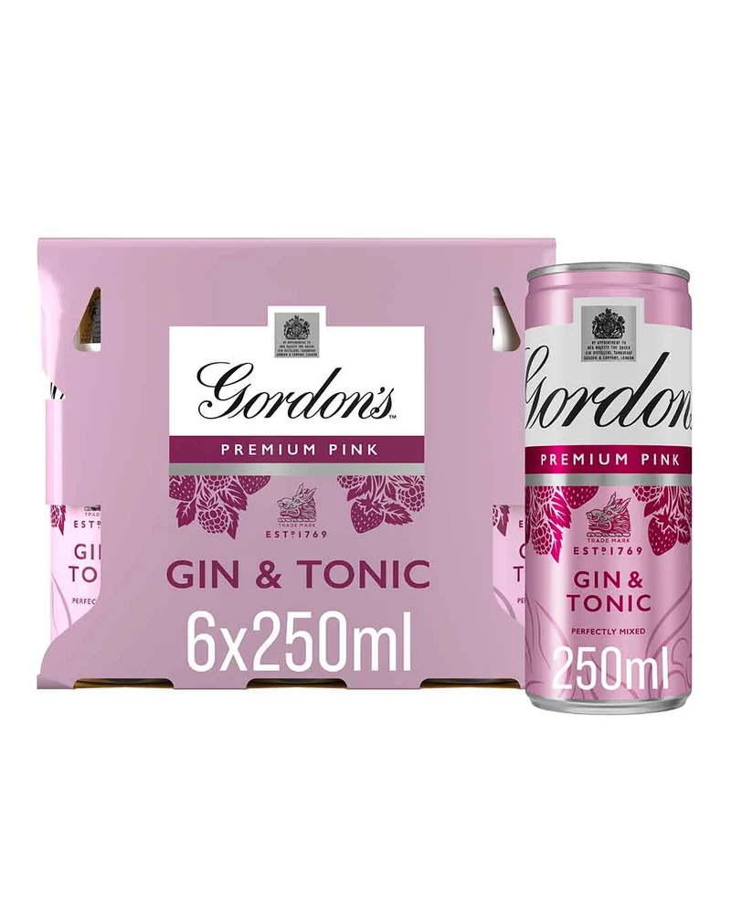 Gordon's Pink Gin & Tonic Premixed Cocktail Can Multipack, 6 x 250 ml