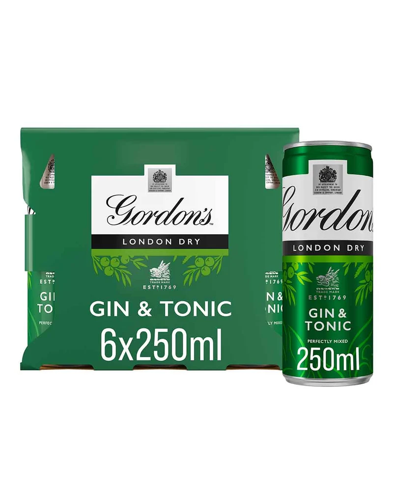 Gordon's Gin & Tonic Premixed Cocktail Can Multipack, 6 x 250 ml
