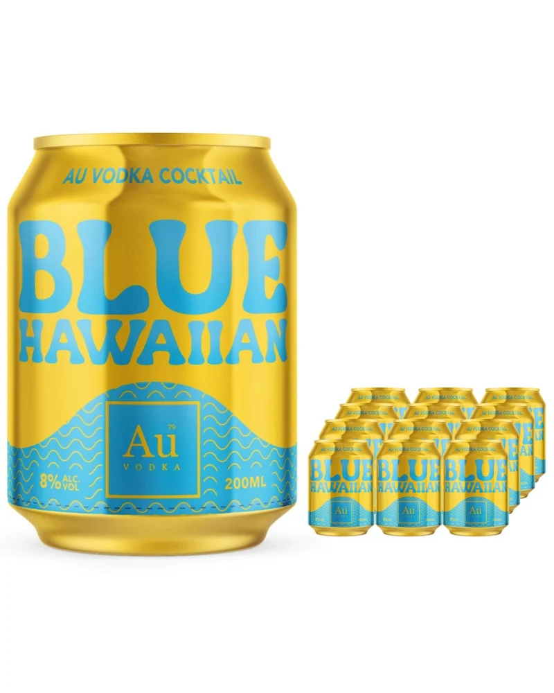 Au Vodka Blue Hawaiian Premixed Drink Multipack, 12 x 200 ml