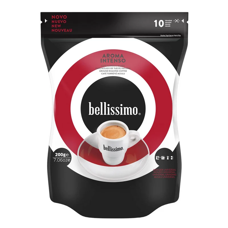 Bellissimo Aroma Intenso Roasted Ground Coffee Intensity 10 200g