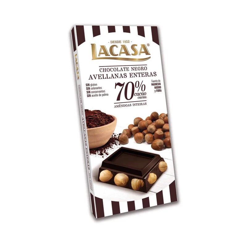 Lacasa 70% Cocoa Dark Chocolate with Whole Almonds 200g