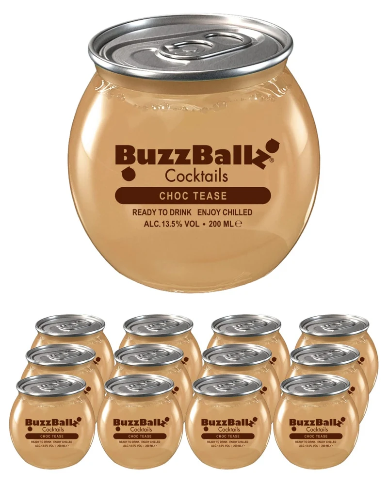 BuzzBallz Choc Tease Cocktail Multipack, 12 x 200 ml