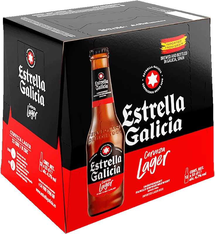 Estrella Galicia Lager 12 Pack (33cl Bottles)