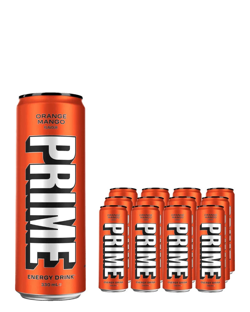 Prime Orange Mango Energy Drink Multipack, 12 x 330 ml