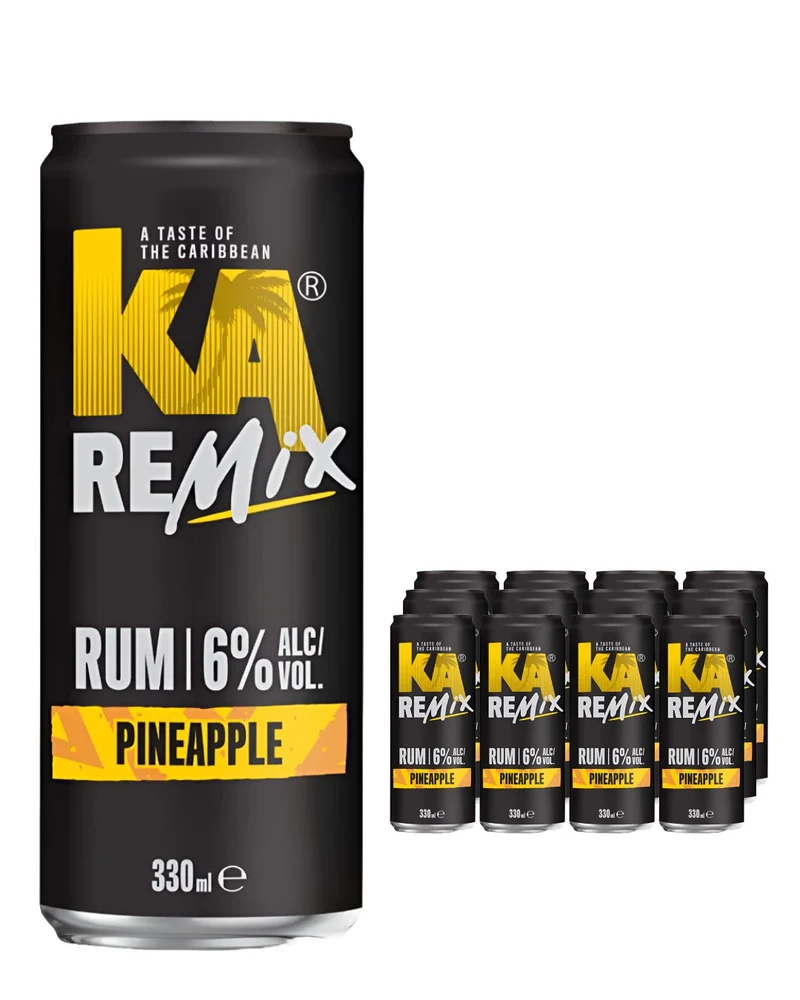 KA Remix Rum Pineapple Premixed Can Multipack, 12 x 330 ml