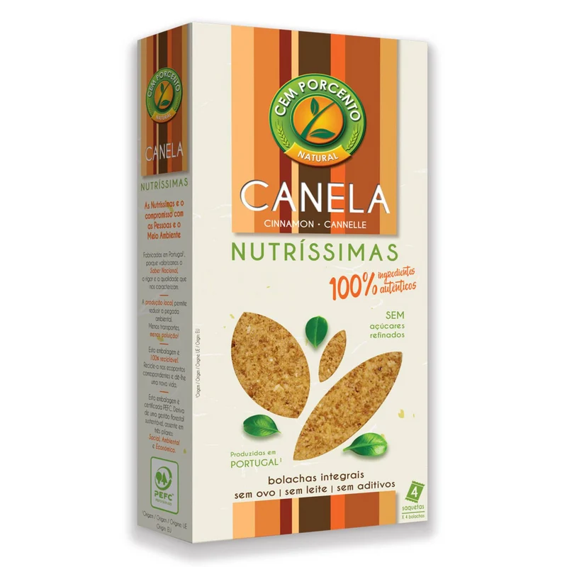 Cem Porcento Nutríssimas Cinnamon Biscuits 210g