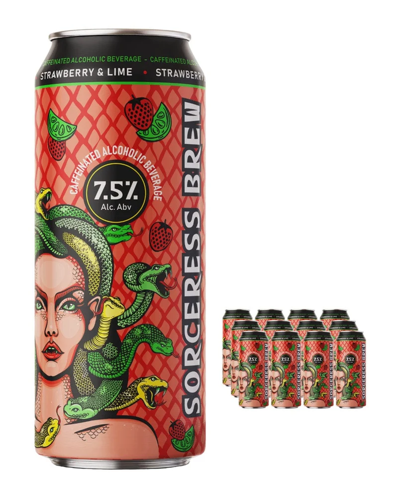 Sorceress Brew Strawberry & Lime Multipack, 12 x 500 ml