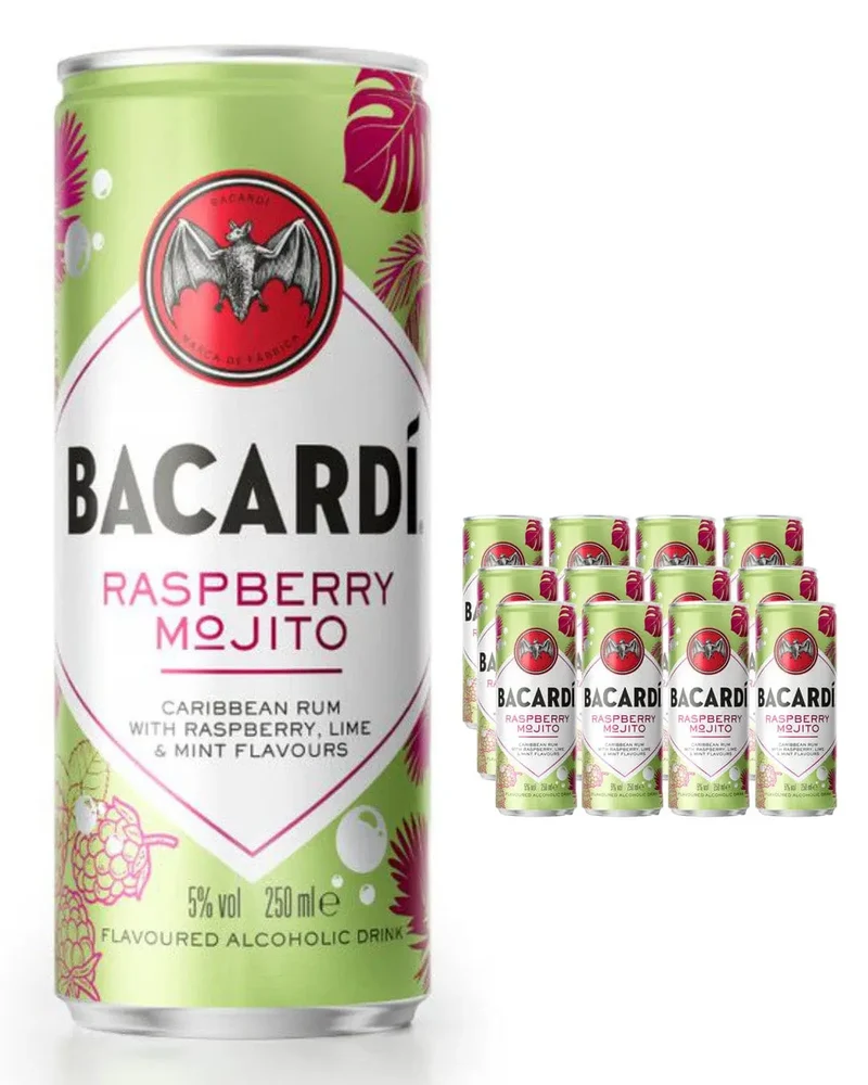 Bacardi Raspberry Mojito Premixed Can Multipack, 12 x 250 ml