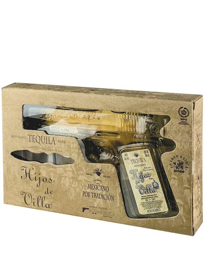 Hijos de Villa Reposado Pistol Gun & Shot Glass Miniature Gift Set, 20 cl