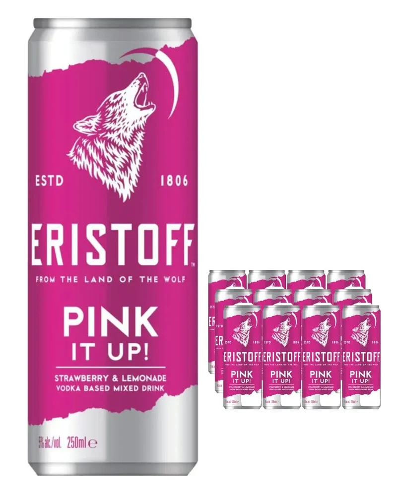 Eristoff Pink It Up Premixed Drink Multipack, 12 x 250 ml