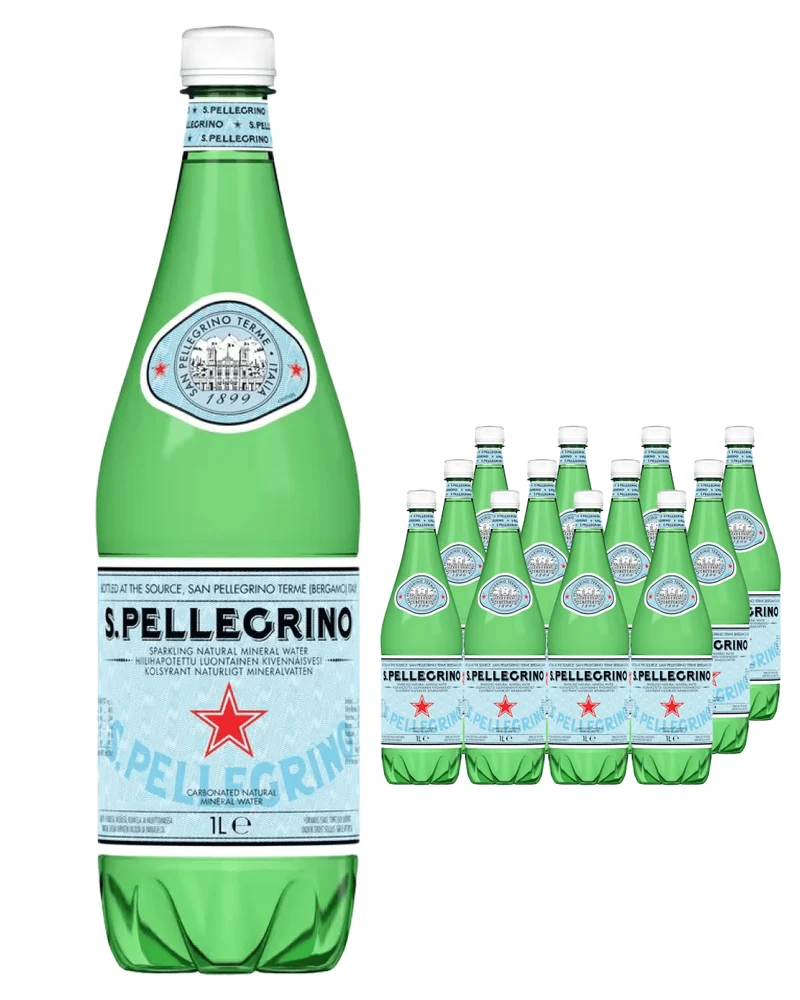 San Pellegrino Sparkling Mineral Water Glass Bottle Multipack, 12 x 1 L