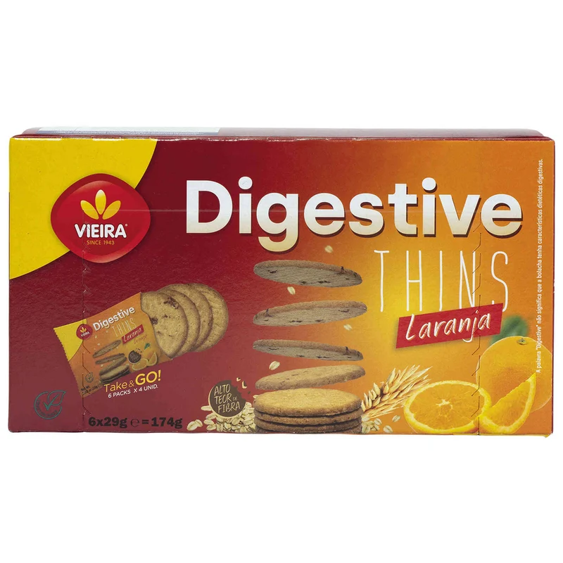 Vieira Digestive Thins Orange 174g (6 x 29g)