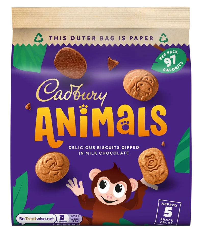 Cadbury Animals Milk Chocolate Biscuits 5 x 19.9g