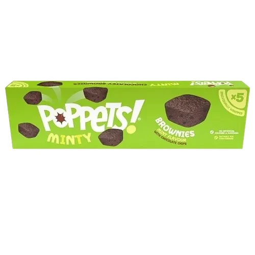 Poppets Minty Chocolate Chip Brownies 5 x 25g