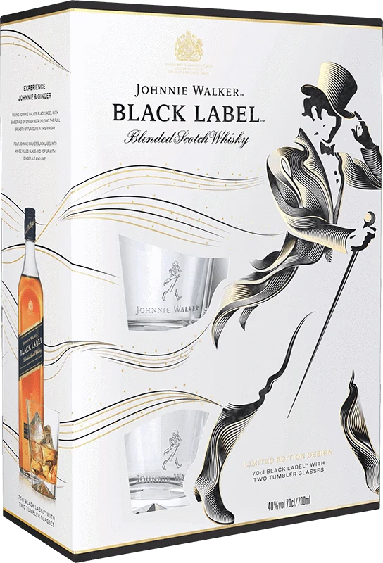 Johnnie Walker Black Label Glass Pack 70cl