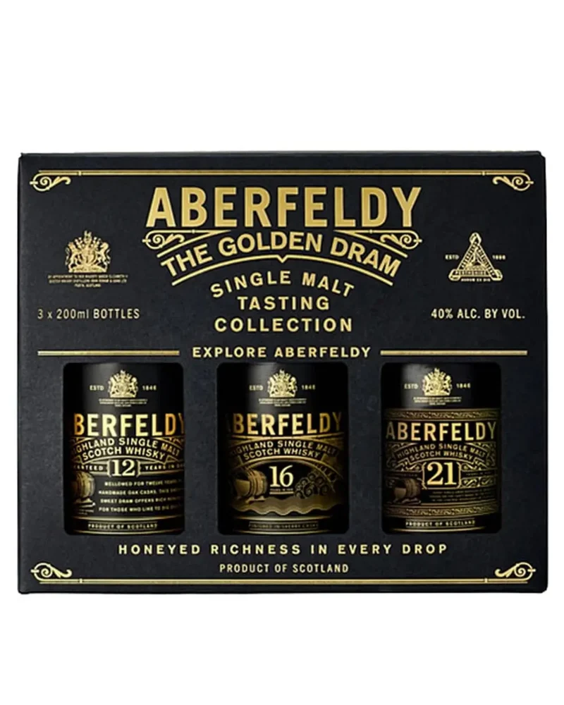 Aberfeldy The Golden Dram 12, 16 & 21 Year Old Tasting Collection, 20 cl