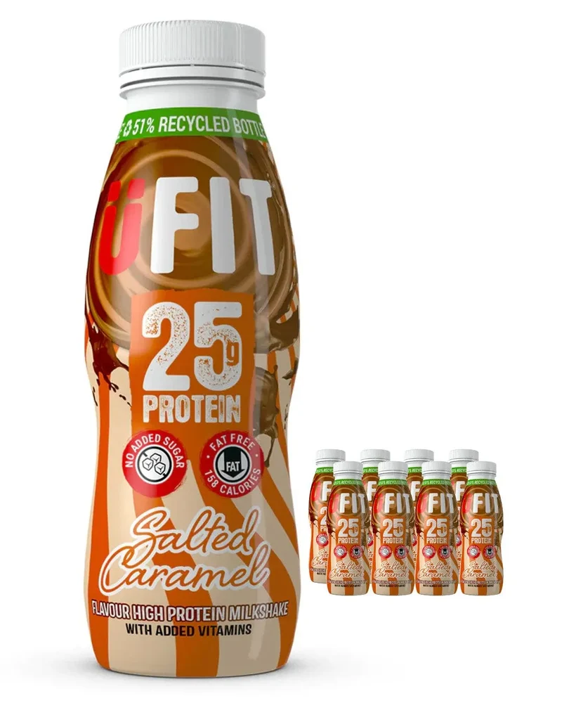 UFIT High Protein Shake Drink Salted Caramel Multipack, 8 x 310 ml
