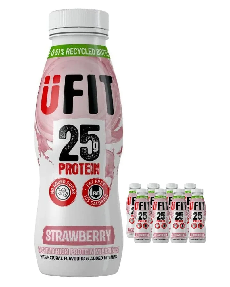 UFIT High Protein Shake Drink Strawberry Multipack, 8 x 310 ml