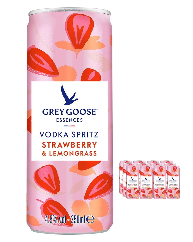 Grey Goose Essences Strawberry & Lemongrass Premixed Can Multipack, 12 x 250 ml
