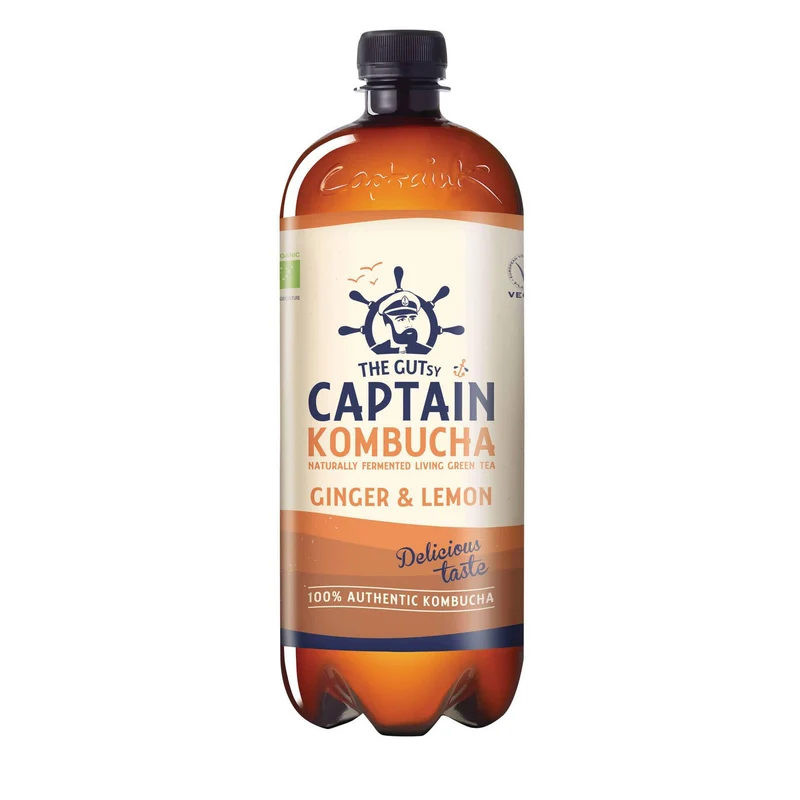 The Gutsy Captain Organic Kombucha Ginger and Lemon 1L
