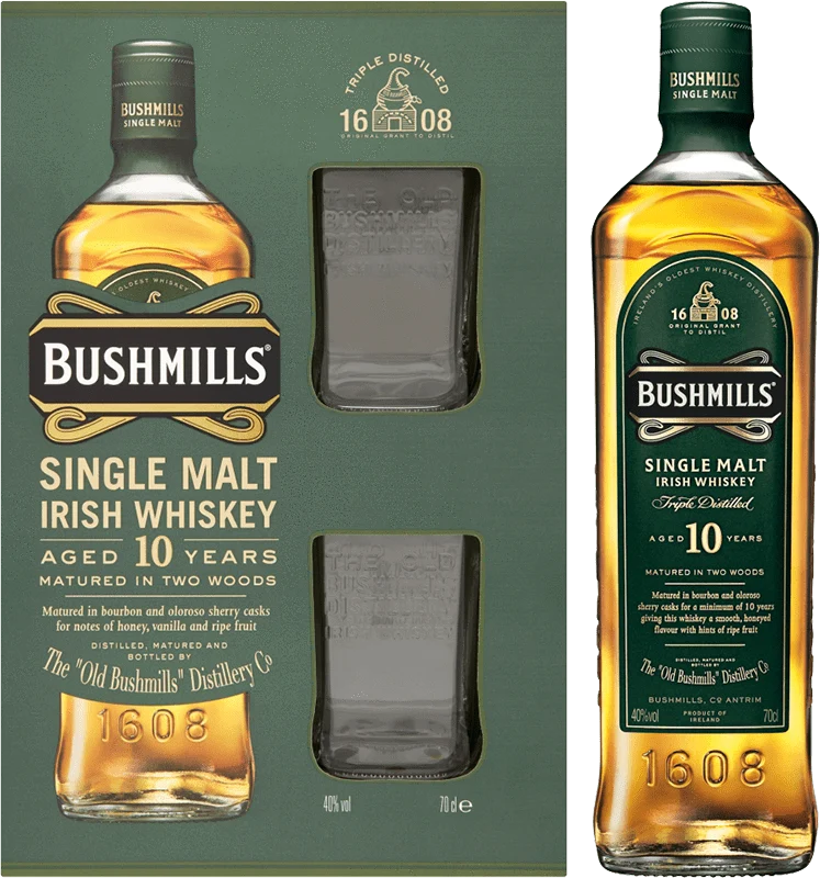 Bushmills 10 Year Old 70cl Glass Pack