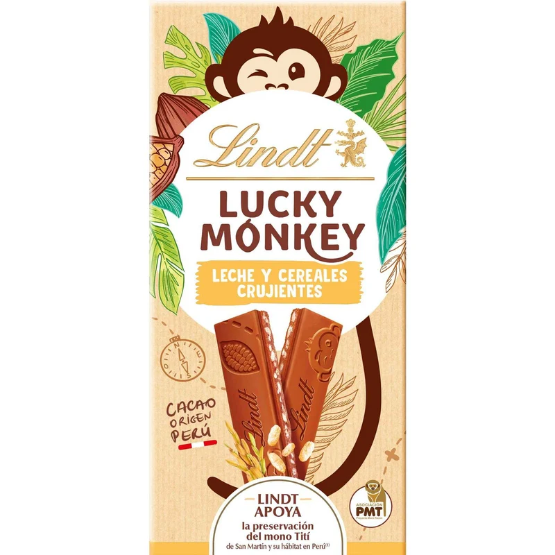Lindt Lucky Monkey Crunchy Cereal Milk Chocolate 100g