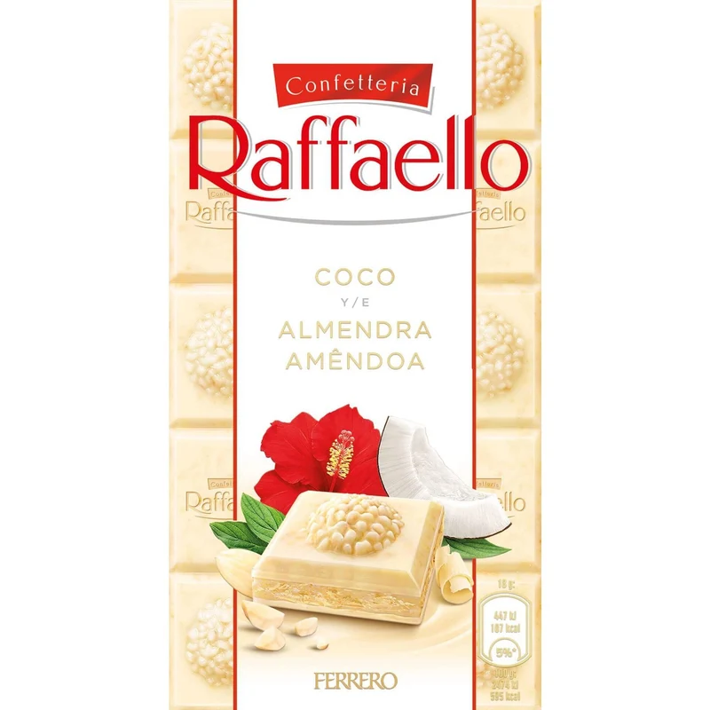 Raffaello White Chocolate with Coconut and Almond Filling 90g