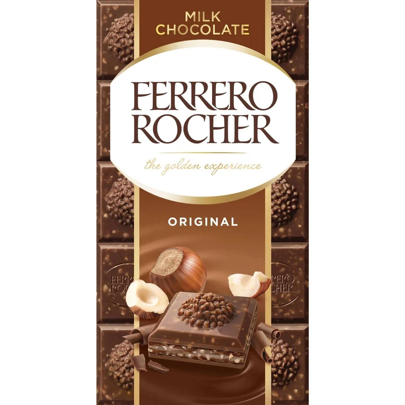 Ferrero Rocher Original Milk Chocolate with Hazelnuts 90g