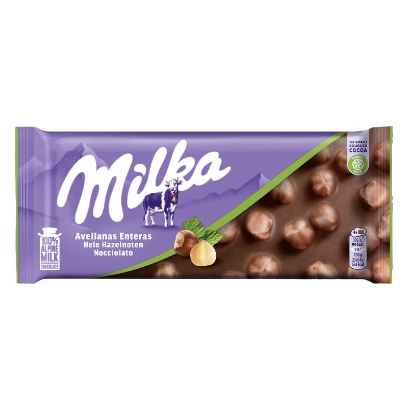 Milka Milk Chocolate with Whole Hazelnuts 95g