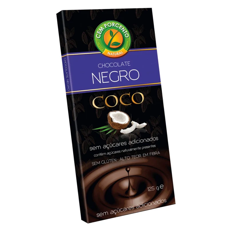 Cem Porcento Dark Chocolate with Coconut 125g