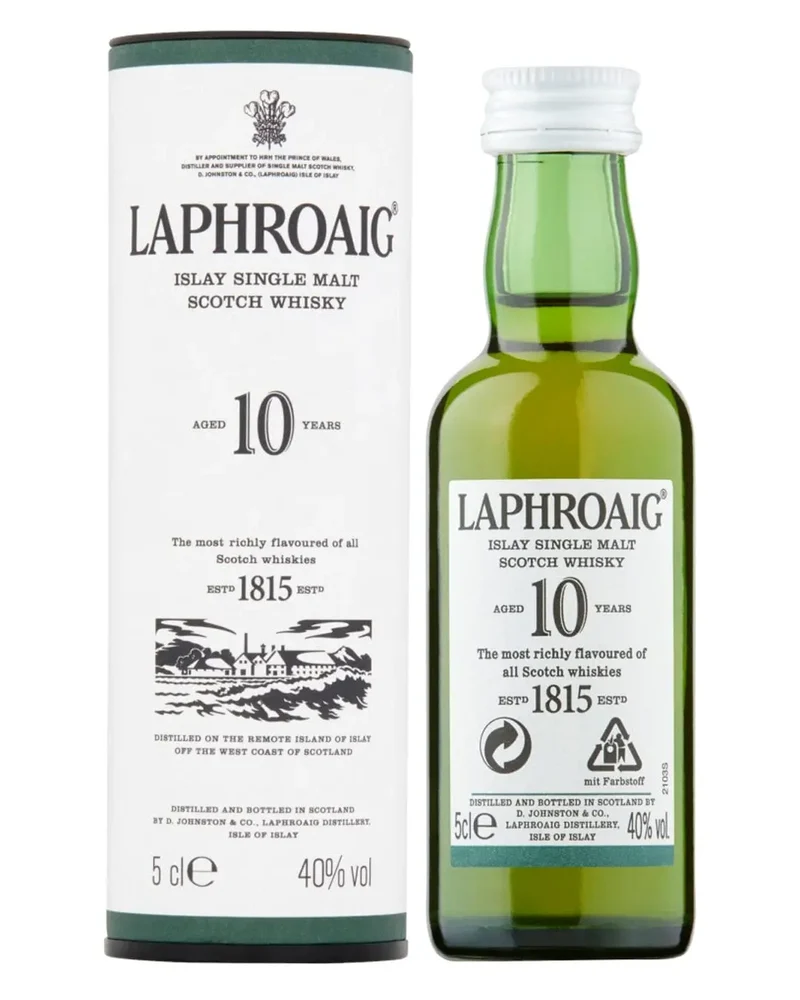 Laphroaig 10 Year Old Single Malt Scotch Whisky Miniature, 5 cl