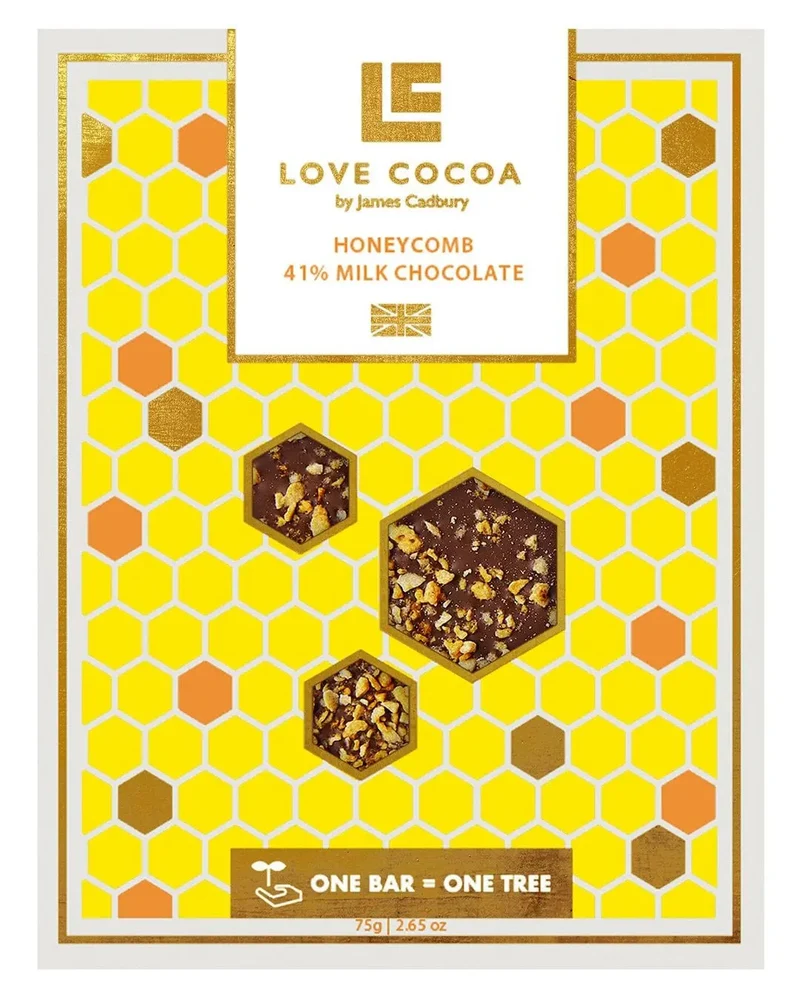 Love Cocoa Honeycomb 41% Milk Chocolate Bar, 75 g