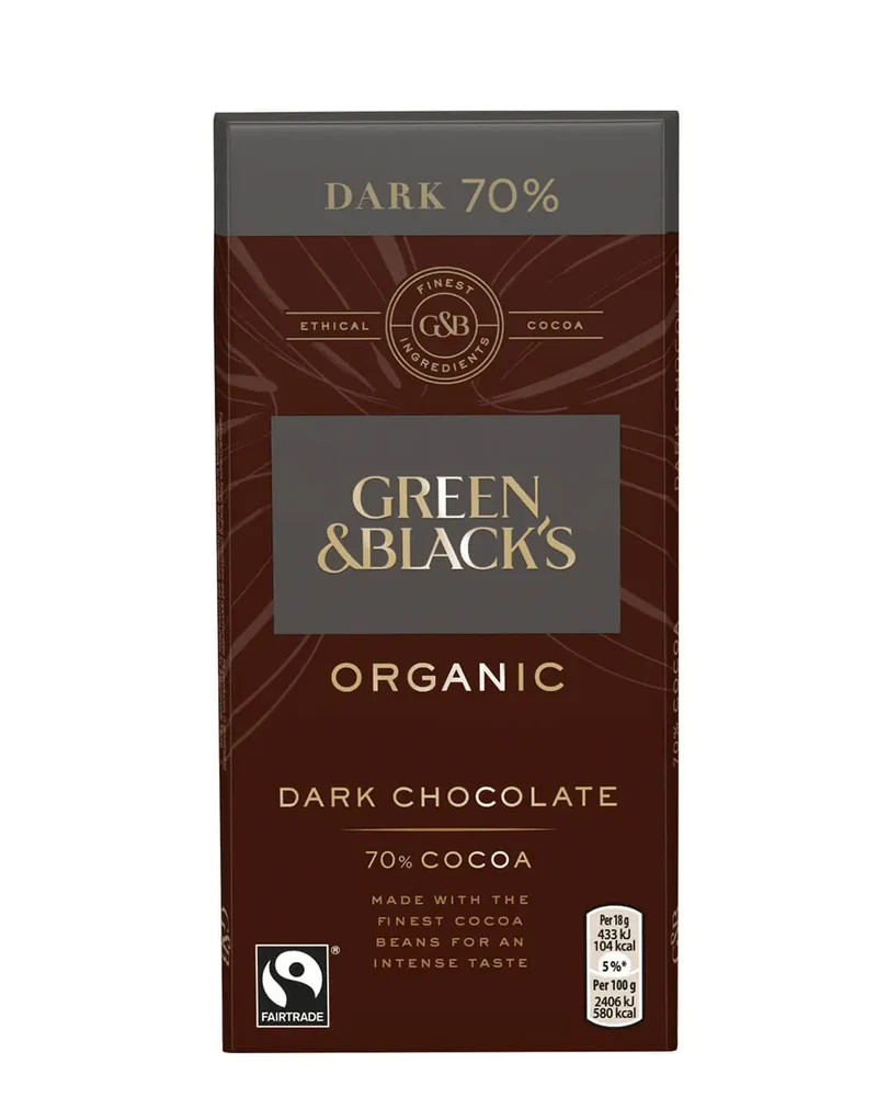 Green & Black's Organic Dark Chocolate 70% Bar, 35 g