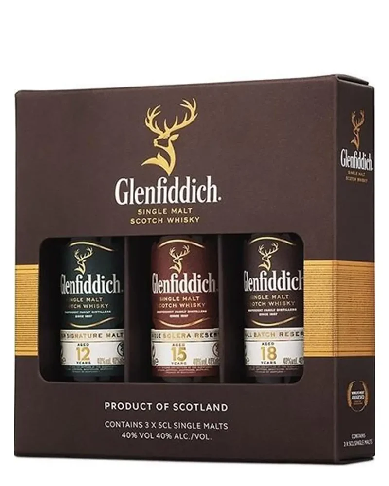 Glenfiddich Single Malt Scotch Whisky Tasting Set, 3 x 5 cl