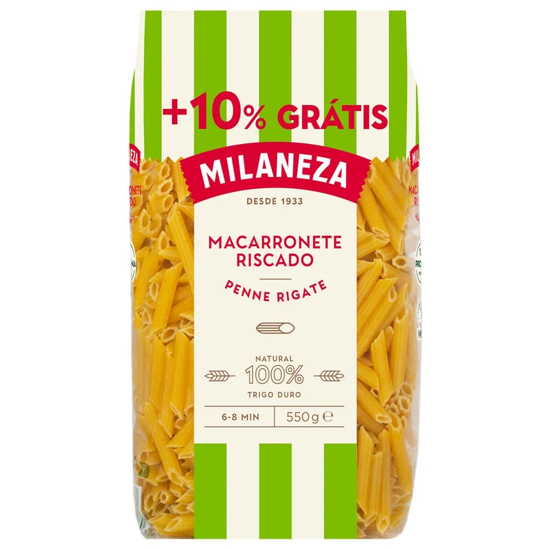 Milaneza Macarronete Riscado Penne Rigate 500g