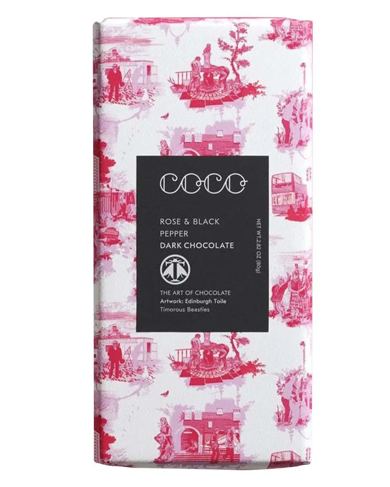 COCO Rose & Black Pepper Chocolate Bar, 80 g
