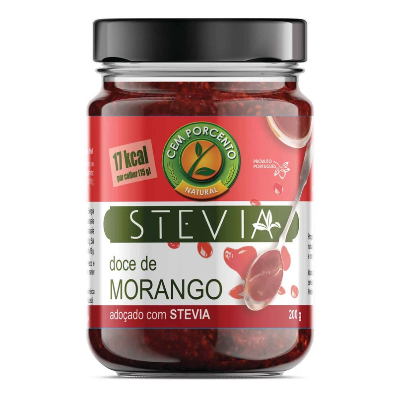 Cem Porcento Strawberry Fruit Spread with Stevia 200g