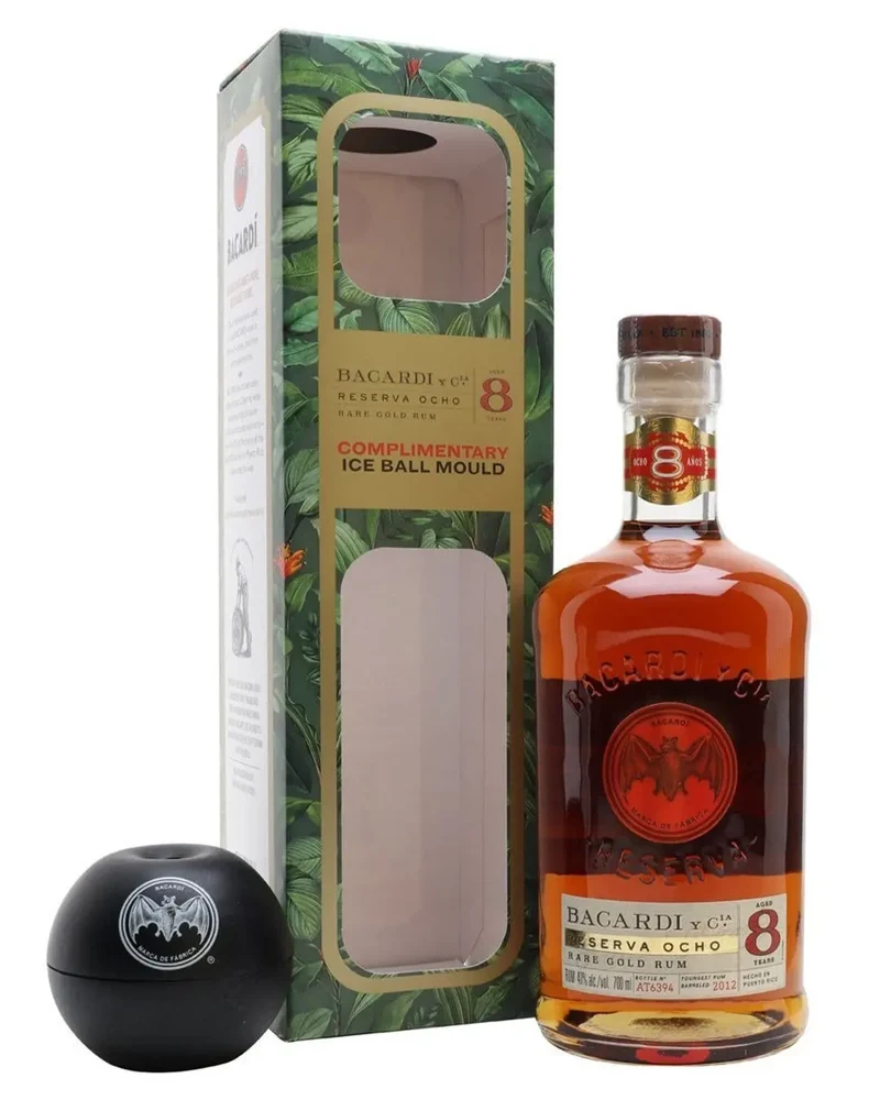 Bacardi 8 Year Old Carta Ocho Ice Ball Gift Set, 70 cl