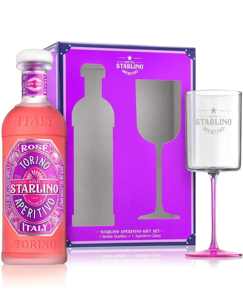 Hotel Starlino Rosé Aperitivo Spritz Gift Set with Aperitivo Glass, 75 cl