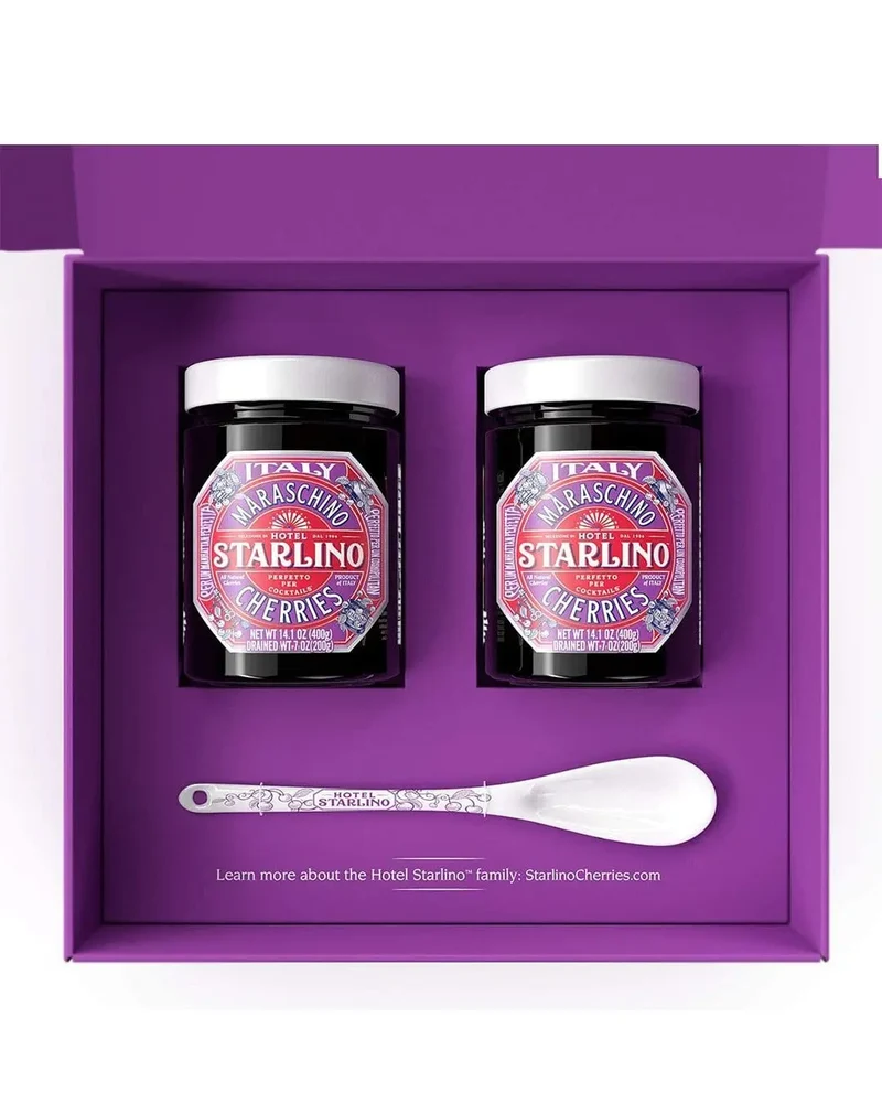 Hotel Starlino Italian Maraschino Cherries Gift Set, 2 x 400 g