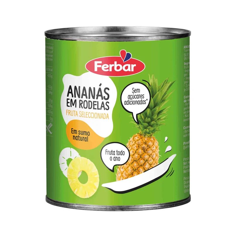 Ferbar Pineapple in Natural Juice 820g