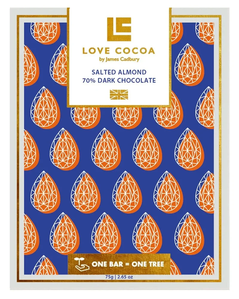 Love Cocoa Salted Almond Dark Chocolate Bar, 75 g