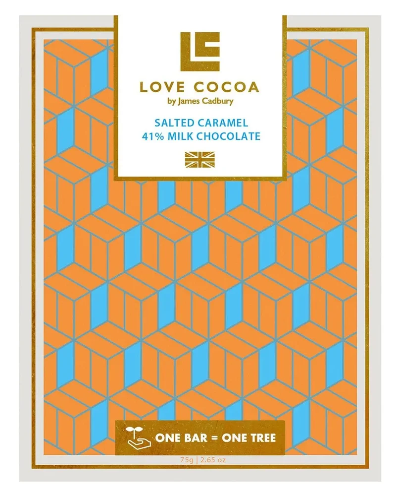 Love Cocoa Salted Caramel 41% Milk Chocolate Bar, 75 g