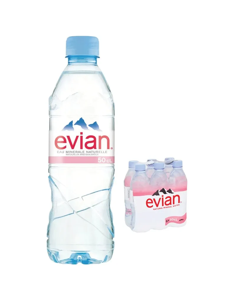 Evian Natural Spring Water Plastic Bottle Multipack, 5 x 6 x 500 ml