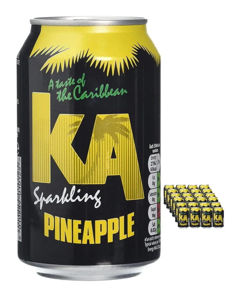 KA Sparkling Pineapple Fizzy Drink Multipack, 24 x 330 ml